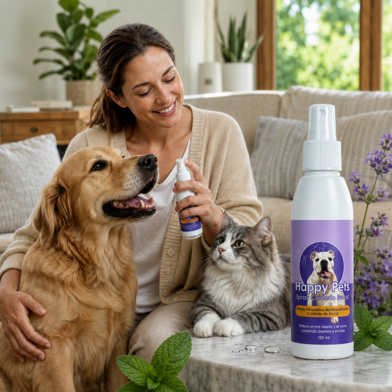 Spray Bucal para el Mal Aliento, Placa y Sarro para Perros y Gatos